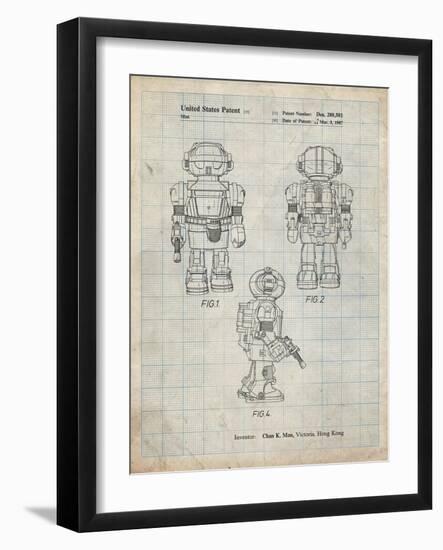 PP1101-Antique Grid Parchment Toby Talking Toy Robot Patent Poster-Cole Borders-Framed Giclee Print