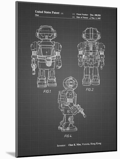 PP1101-Black Grid Toby Talking Toy Robot Patent Poster-Cole Borders-Mounted Giclee Print