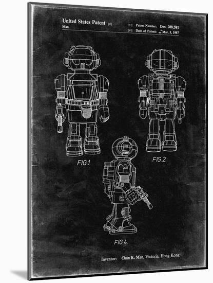 PP1101-Black Grunge Toby Talking Toy Robot Patent Poster-Cole Borders-Mounted Giclee Print