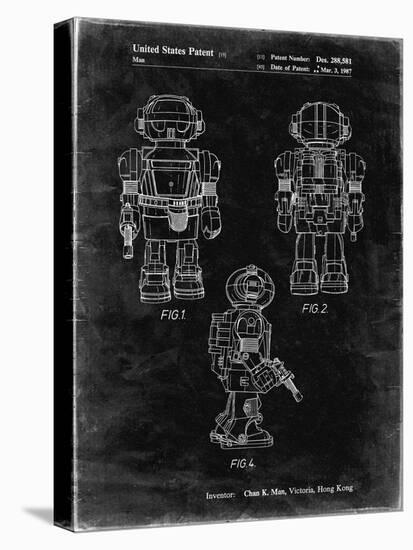 PP1101-Black Grunge Toby Talking Toy Robot Patent Poster-Cole Borders-Stretched Canvas