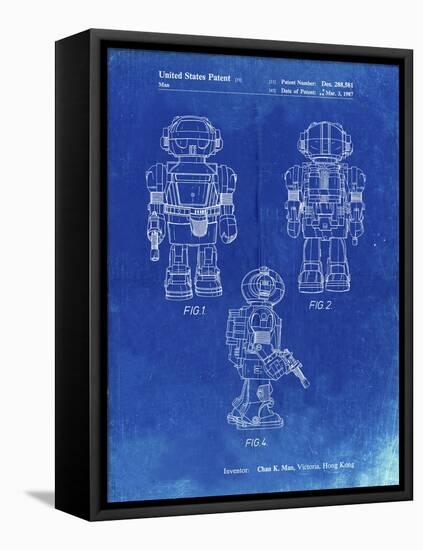 PP1101-Faded Blueprint Toby Talking Toy Robot Patent Poster-Cole Borders-Framed Stretched Canvas
