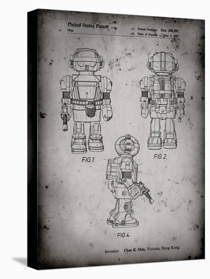 PP1101-Faded Grey Toby Talking Toy Robot Patent Poster-Cole Borders-Stretched Canvas