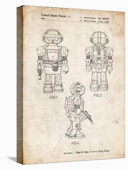 PP1101-Vintage Parchment Toby Talking Toy Robot Patent Poster-Cole Borders-Stretched Canvas