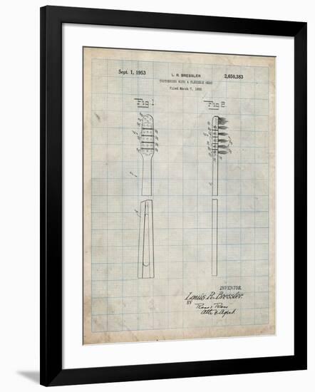 PP1102-Antique Grid Parchment Toothbrush Flexible Head Patent Poster-Cole Borders-Framed Giclee Print