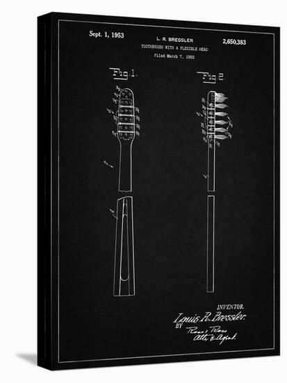 PP1102-Vintage Black Toothbrush Flexible Head Patent Poster-Cole Borders-Stretched Canvas