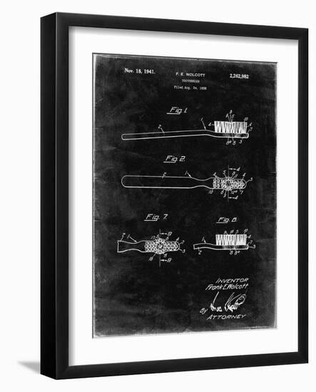 PP1103-Black Grunge Toothbrush Flexible Head Patent Poster-Cole Borders-Framed Giclee Print