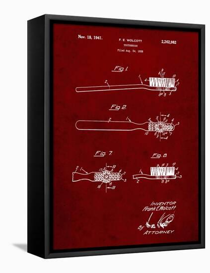 PP1103-Burgundy Toothbrush Flexible Head Patent Poster-Cole Borders-Framed Stretched Canvas