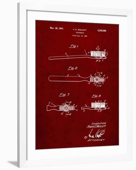 PP1103-Burgundy Toothbrush Flexible Head Patent Poster-Cole Borders-Framed Giclee Print
