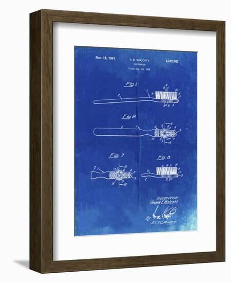PP1103-Faded Blueprint Toothbrush Flexible Head Patent Poster-Cole Borders-Framed Giclee Print