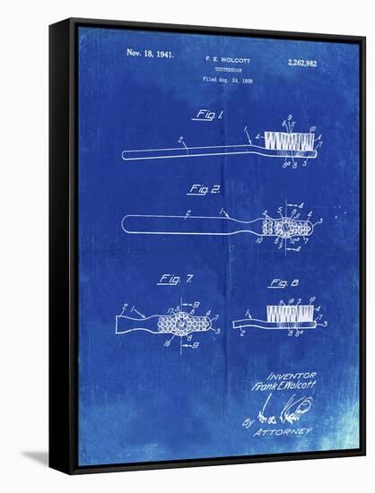 PP1103-Faded Blueprint Toothbrush Flexible Head Patent Poster-Cole Borders-Framed Stretched Canvas