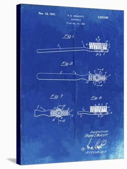 PP1103-Faded Blueprint Toothbrush Flexible Head Patent Poster-Cole Borders-Stretched Canvas