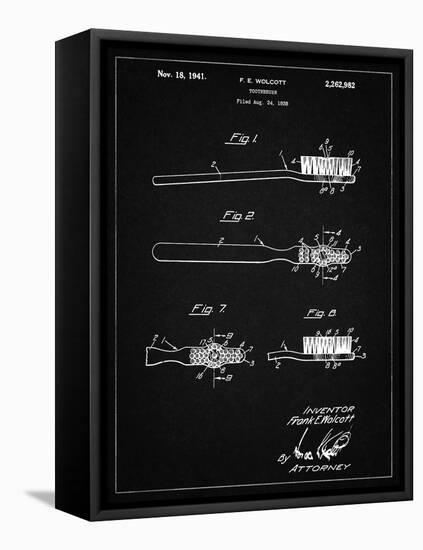 PP1103-Vintage Black Toothbrush Flexible Head Patent Poster-Cole Borders-Framed Stretched Canvas