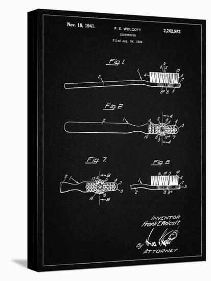 PP1103-Vintage Black Toothbrush Flexible Head Patent Poster-Cole Borders-Stretched Canvas