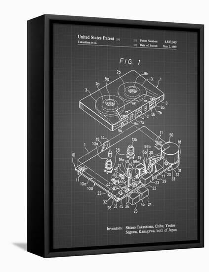 PP1104-Black Grid Toshiba Cassette Tape Recorder Patent Poster-Cole Borders-Framed Stretched Canvas