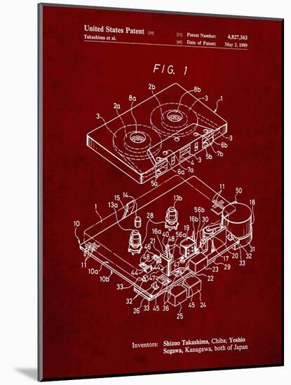 PP1104-Burgundy Toshiba Cassette Tape Recorder Patent Poster-Cole Borders-Mounted Giclee Print