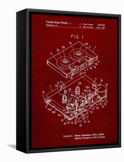 PP1104-Burgundy Toshiba Cassette Tape Recorder Patent Poster-Cole Borders-Framed Stretched Canvas