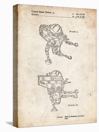 PP1107-Vintage Parchment Mattel Space Walking Toy Patent Poster-Cole Borders-Stretched Canvas