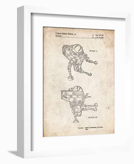 PP1107-Vintage Parchment Mattel Space Walking Toy Patent Poster-Cole Borders-Framed Giclee Print