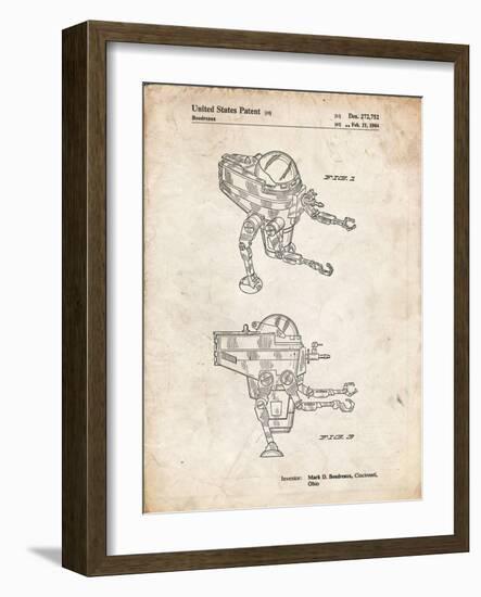 PP1107-Vintage Parchment Mattel Space Walking Toy Patent Poster-Cole Borders-Framed Giclee Print