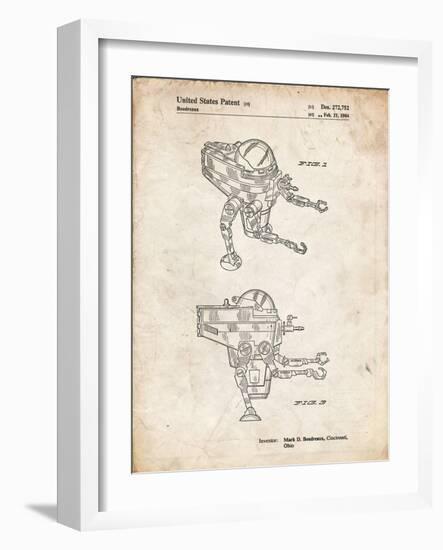 PP1107-Vintage Parchment Mattel Space Walking Toy Patent Poster-Cole Borders-Framed Giclee Print