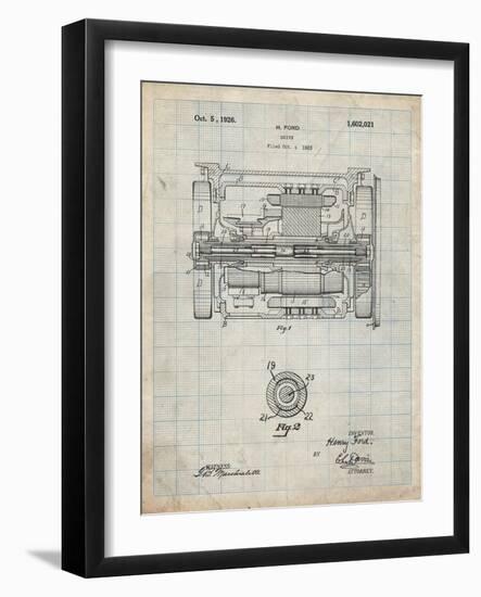 PP1110-Antique Grid Parchment Train Transmission Patent Poster-Cole Borders-Framed Giclee Print