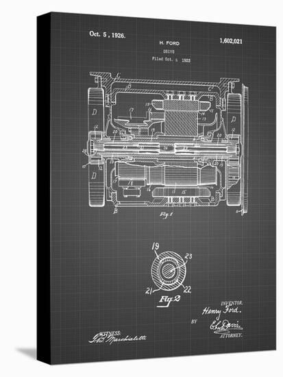 PP1110-Black Grid Train Transmission Patent Poster-Cole Borders-Stretched Canvas