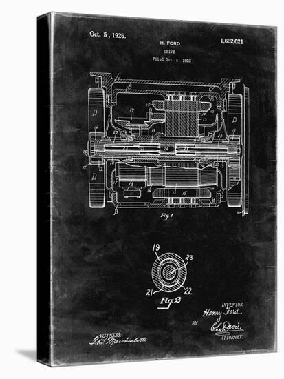 PP1110-Black Grunge Train Transmission Patent Poster-Cole Borders-Stretched Canvas