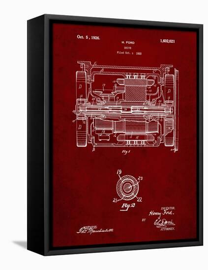 PP1110-Burgundy Train Transmission Patent Poster-Cole Borders-Framed Stretched Canvas