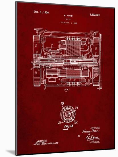 PP1110-Burgundy Train Transmission Patent Poster-Cole Borders-Mounted Giclee Print