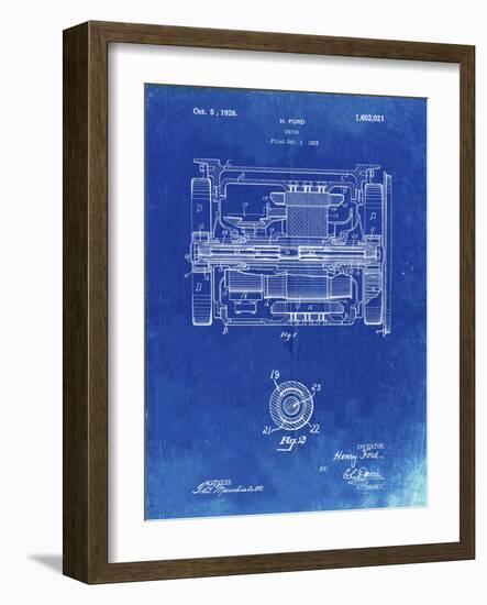 PP1110-Faded Blueprint Train Transmission Patent Poster-Cole Borders-Framed Giclee Print