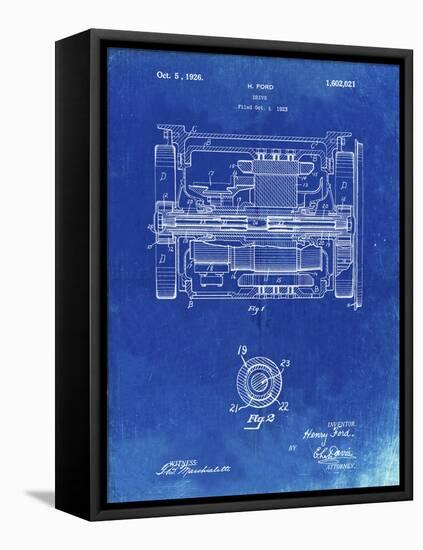 PP1110-Faded Blueprint Train Transmission Patent Poster-Cole Borders-Framed Stretched Canvas