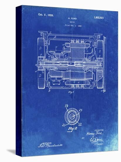 PP1110-Faded Blueprint Train Transmission Patent Poster-Cole Borders-Stretched Canvas