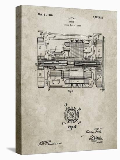 PP1110-Sandstone Train Transmission Patent Poster-Cole Borders-Stretched Canvas