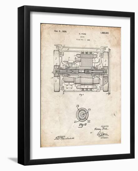 PP1110-Vintage Parchment Train Transmission Patent Poster-Cole Borders-Framed Giclee Print