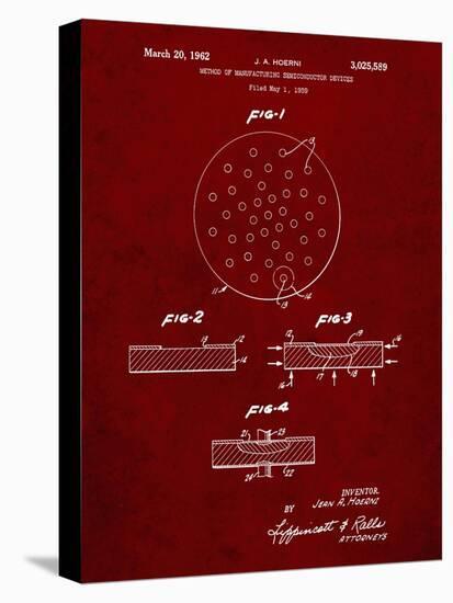PP1113-Burgundy Transistor Semiconductor Patent Poster-Cole Borders-Stretched Canvas