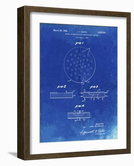 PP1113-Faded Blueprint Transistor Semiconductor Patent Poster-Cole Borders-Framed Giclee Print