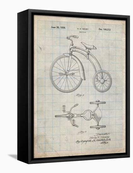 PP1114-Antique Grid Parchment Tricycle Patent Poster-Cole Borders-Framed Stretched Canvas