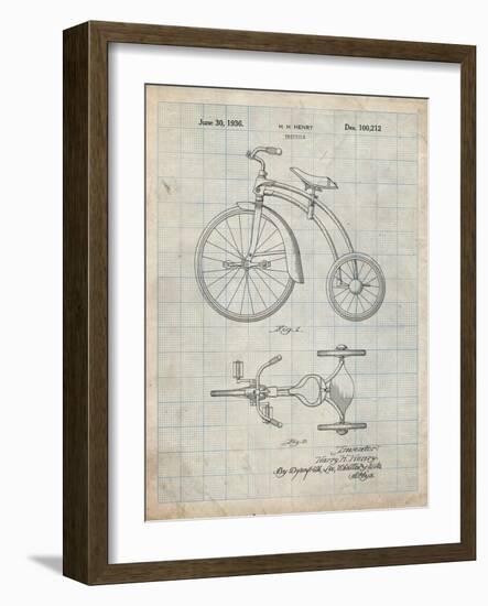 PP1114-Antique Grid Parchment Tricycle Patent Poster-Cole Borders-Framed Giclee Print