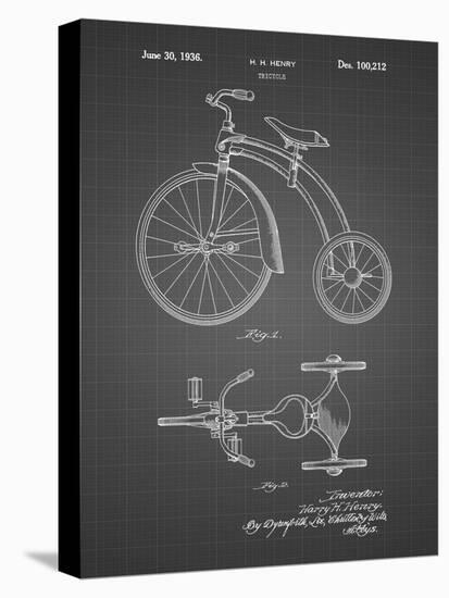 PP1114-Black Grid Tricycle Patent Poster-Cole Borders-Stretched Canvas