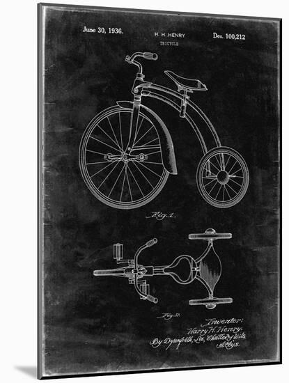 PP1114-Black Grunge Tricycle Patent Poster-Cole Borders-Mounted Giclee Print
