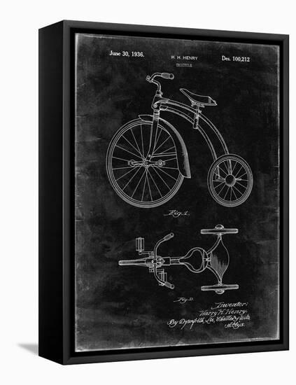 PP1114-Black Grunge Tricycle Patent Poster-Cole Borders-Framed Stretched Canvas