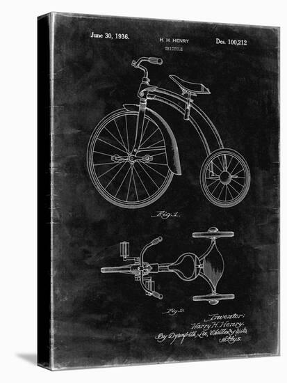 PP1114-Black Grunge Tricycle Patent Poster-Cole Borders-Stretched Canvas