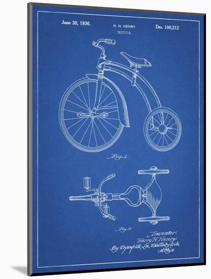 PP1114-Blueprint Tricycle Patent Poster-Cole Borders-Mounted Giclee Print