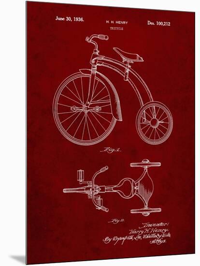 PP1114-Burgundy Tricycle Patent Poster-Cole Borders-Mounted Giclee Print