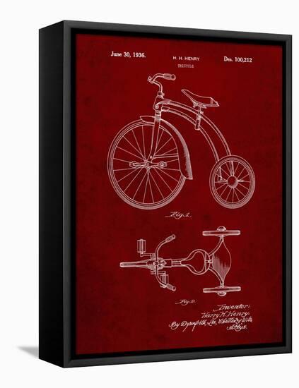 PP1114-Burgundy Tricycle Patent Poster-Cole Borders-Framed Stretched Canvas