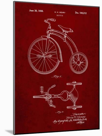 PP1114-Burgundy Tricycle Patent Poster-Cole Borders-Mounted Giclee Print
