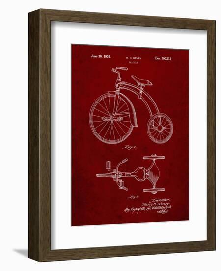 PP1114-Burgundy Tricycle Patent Poster-Cole Borders-Framed Giclee Print