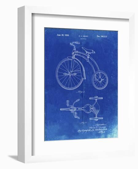 PP1114-Faded Blueprint Tricycle Patent Poster-Cole Borders-Framed Giclee Print