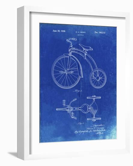 PP1114-Faded Blueprint Tricycle Patent Poster-Cole Borders-Framed Giclee Print
