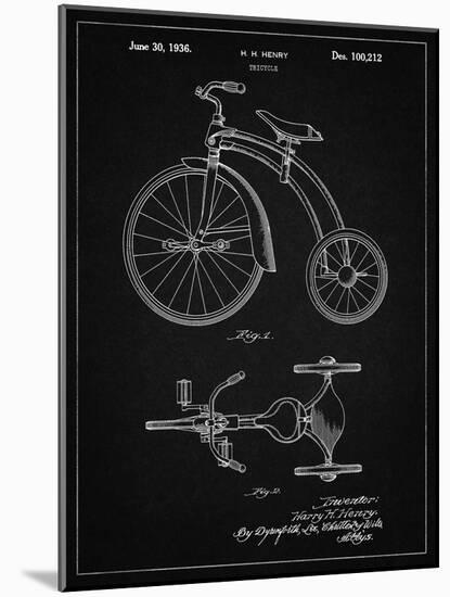 PP1114-Vintage Black Tricycle Patent Poster-Cole Borders-Mounted Giclee Print